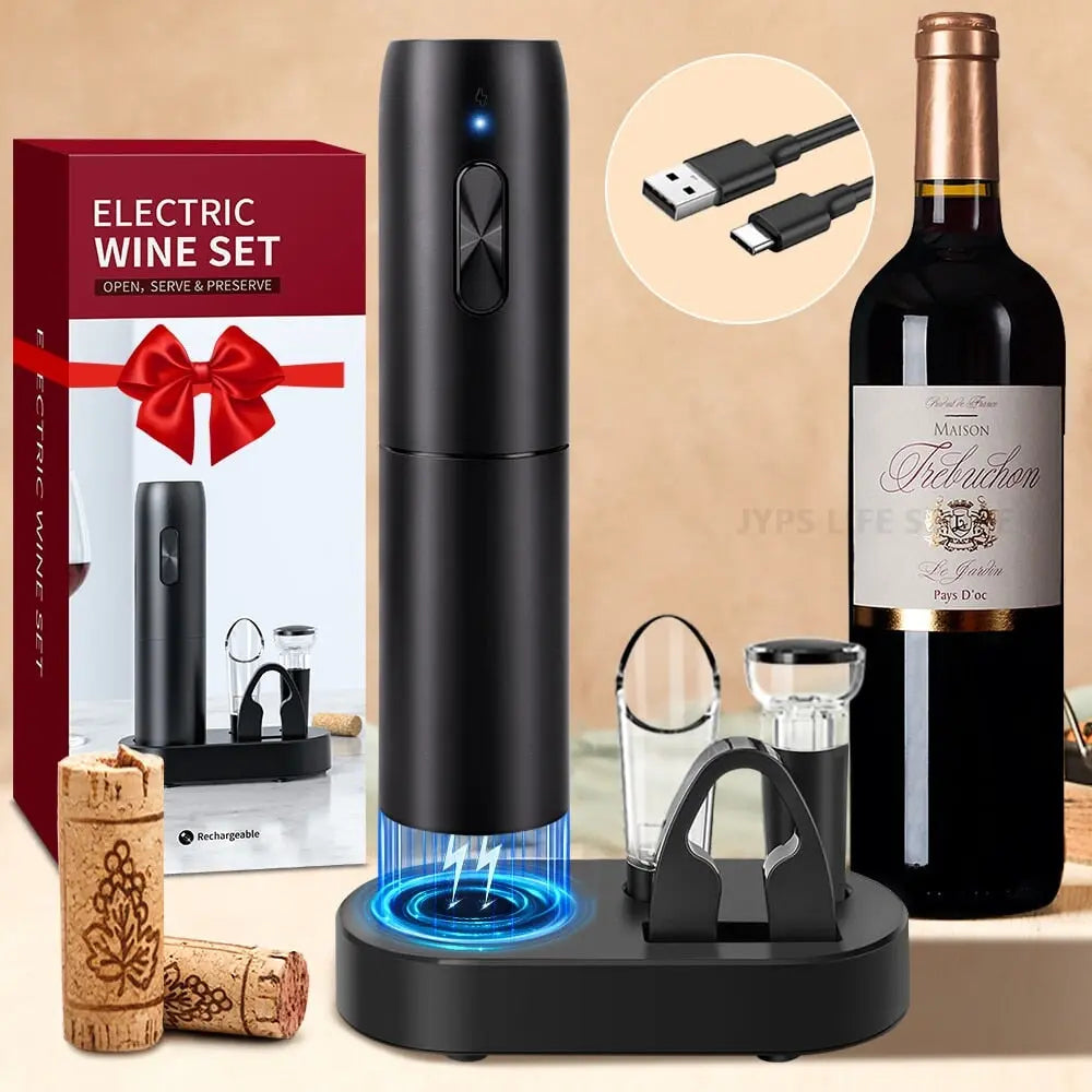 Wine Electric Bottle Opener Electric Corkscrew Foil Cutter Gift Set Wine Electric Bottle Opener Electric Corkscrew Foil Cutter Gift Set